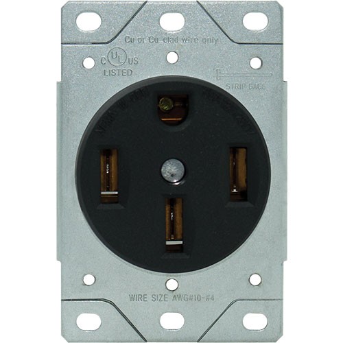 50A, 4-Wire Range Receptacle, Flush Mount