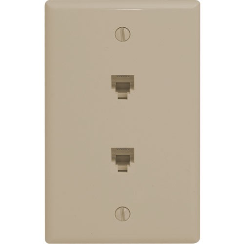 Duplex Telephone 6P6C Wallplate, Standard