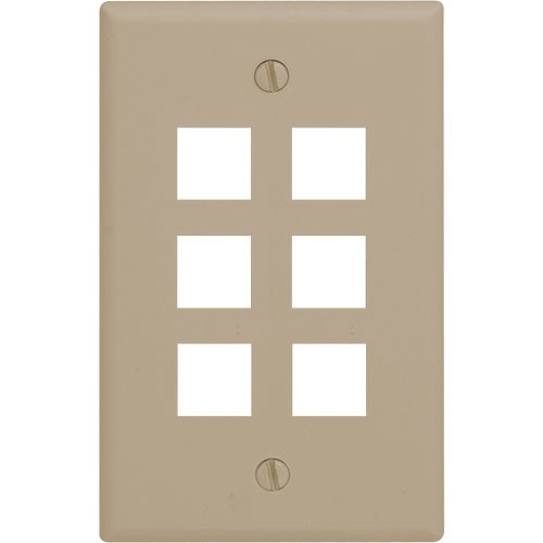 1-gang 6 port Wallplate, Standard