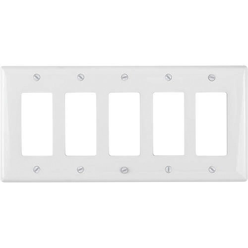 5-gang Decorator/GFCI Wallplate, Mid-Size