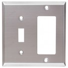 2 Gang Combination 1 Toggle Switch, 1 Decorator Stainless Wall Plate