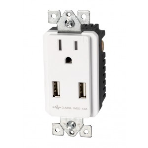 15A Tamper Resistant Single Receptacle with Dual USB Charger