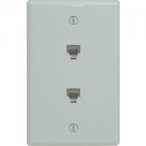 Duplex Telephone 6P6C Wallplate, Standard