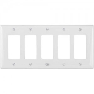 5-gang Decorator/GFCI Wallplate, Mid-Size